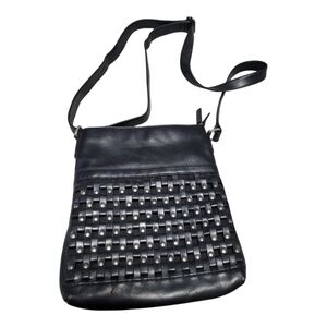 Rugged Gear Black Leather Crossbody Purse Bag